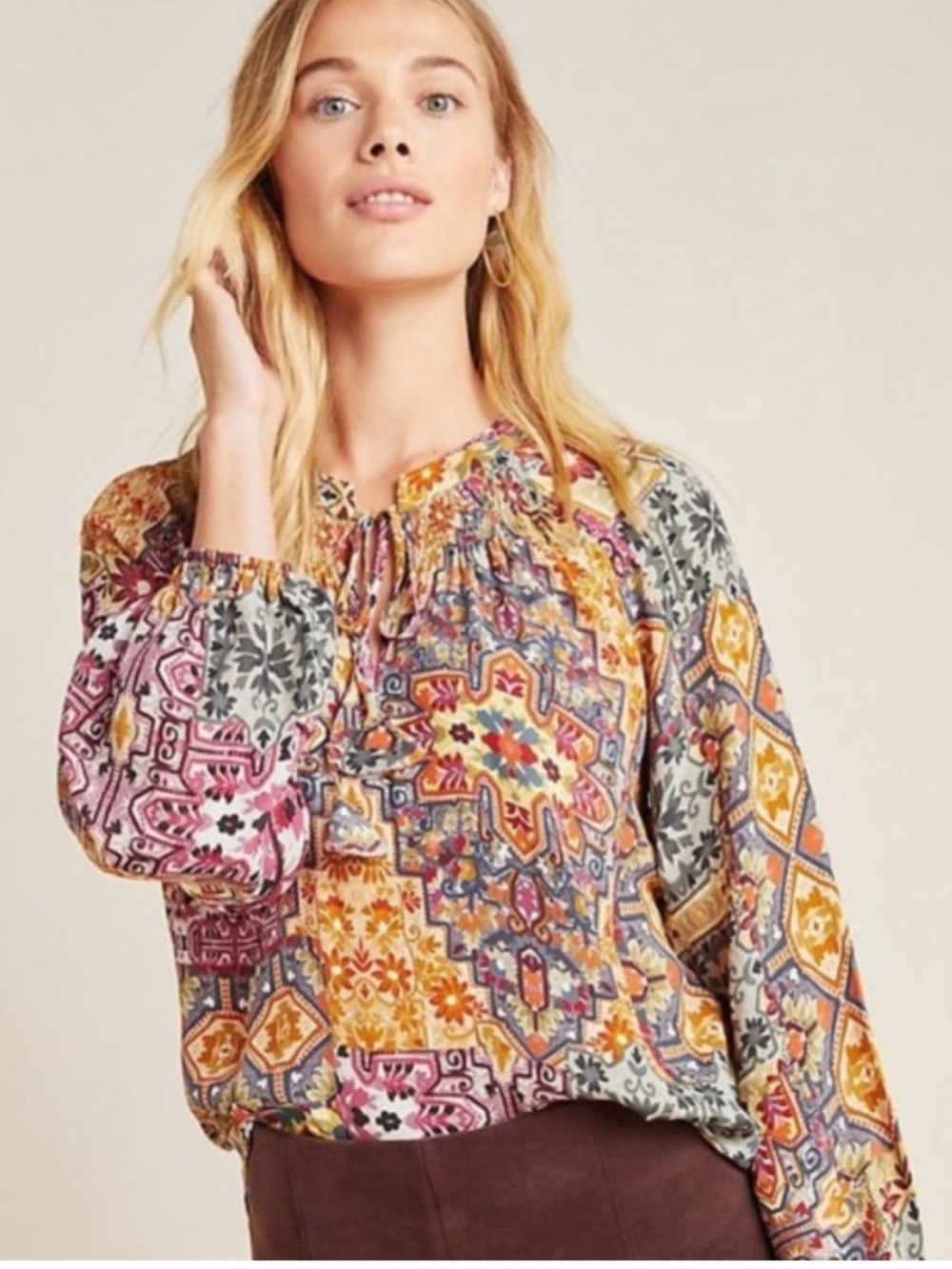 Anthropologie Kachel Ambrosia Silk Blend Blouse Size 6